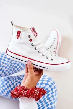 Big Star Shoes Trampki Damskie Big Star|Trampki Damskie Wysokie*Wysokie Trampki Big Star JJ274127 Białe Biały
