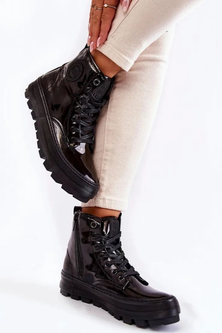 New Big Star Shoes Wysokie Trampki Big Star KK274533 Czarne