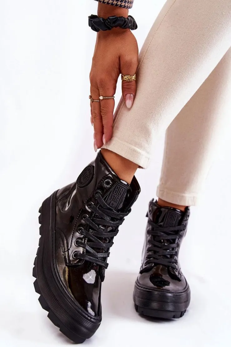 New Big Star Shoes Wysokie Trampki Big Star KK274533 Czarne