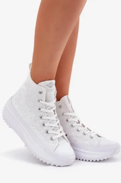 Online Lee Cooper Wysokie Trampki Damskie LCW-25-31-3461L Białe