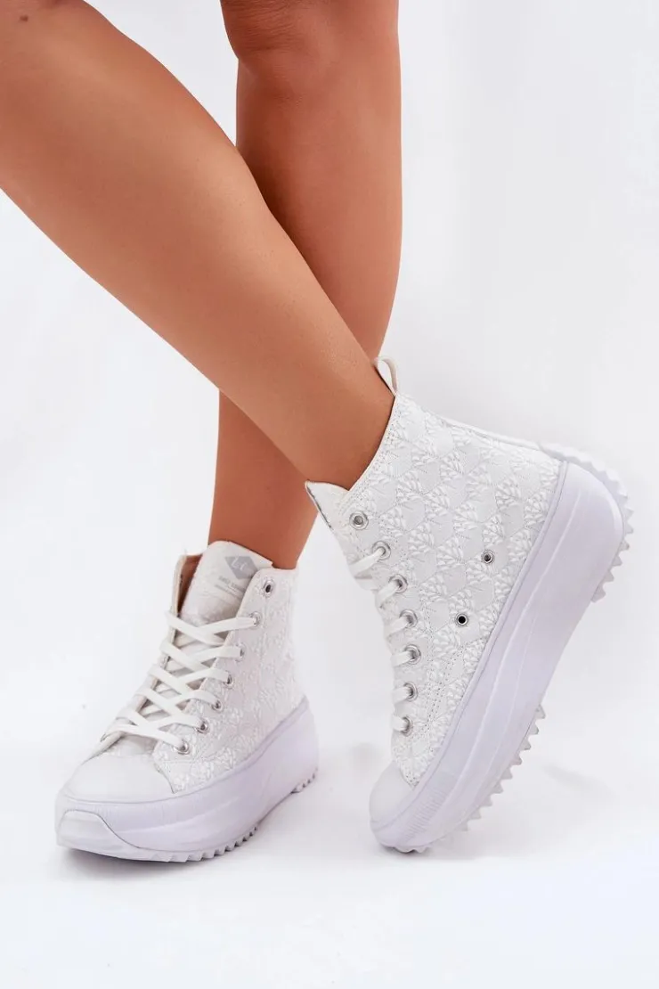 Online Lee Cooper Wysokie Trampki Damskie LCW-25-31-3461L Białe