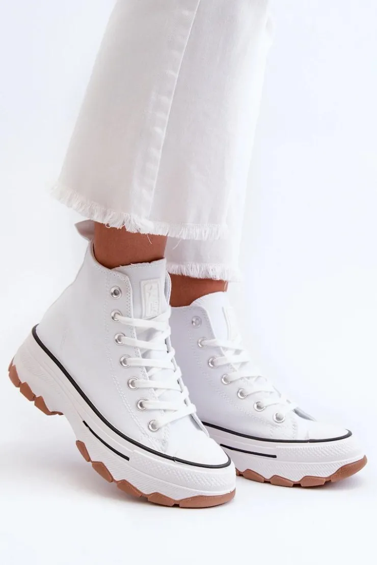 Evento Trampki Damskie Wysokie*Wysokie Trampki Damskie Na Platformie Białe Valvia