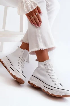 Evento Trampki Damskie Wysokie*Wysokie Trampki Damskie Na Platformie Białe Valvia