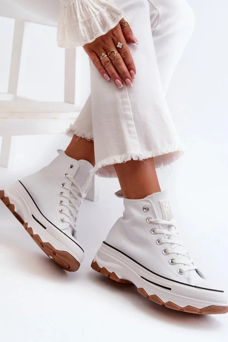 Evento Trampki Damskie Wysokie*Wysokie Trampki Damskie Na Platformie Białe Valvia