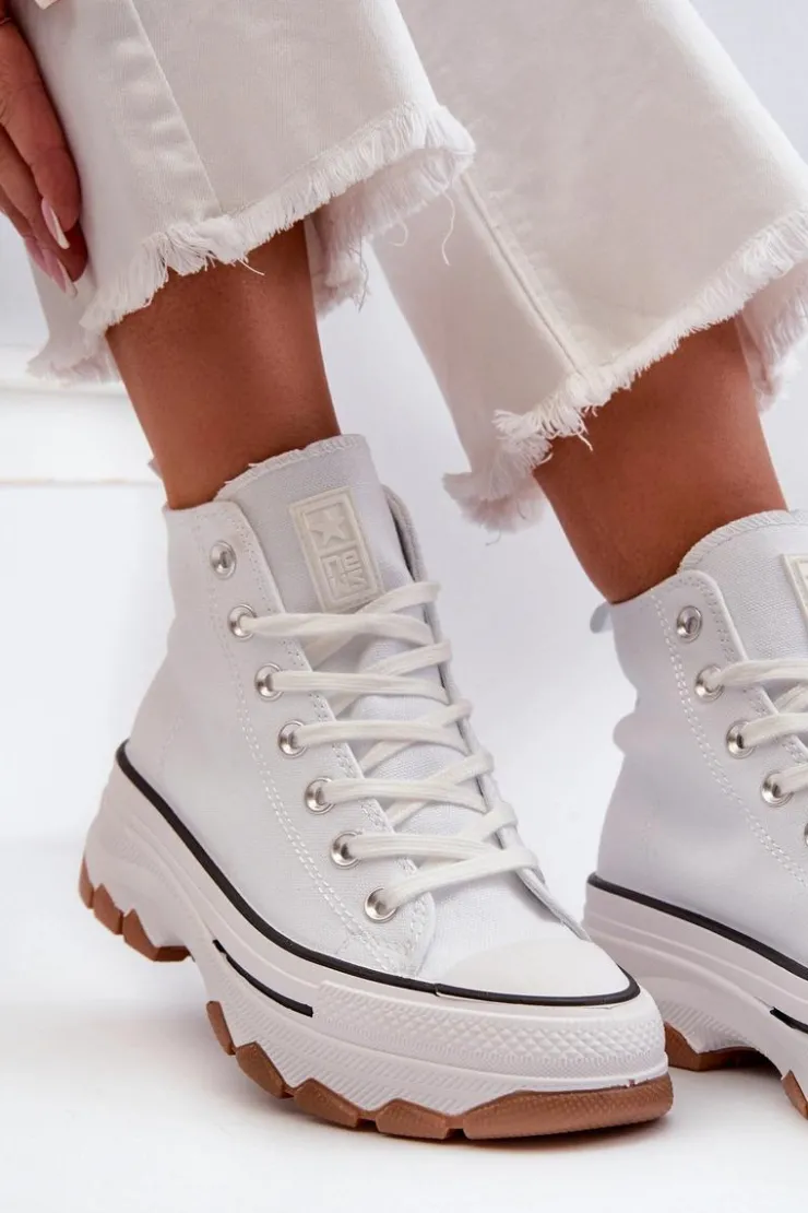 Evento Trampki Damskie Wysokie*Wysokie Trampki Damskie Na Platformie Białe Valvia