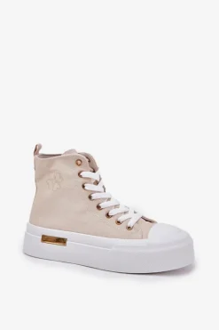 Damskie Boto Wysokie Trampki Damskie Na Platformie Beżowe Laviriona