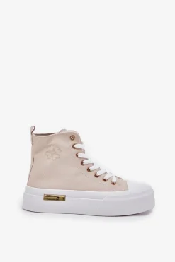 Damskie Boto Wysokie Trampki Damskie Na Platformie Beżowe Laviriona