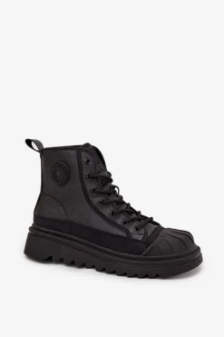 Damskie Big Star Shoes Wysokie Trampki Damskie Ocieplane Big Star OO274A355 Czarne