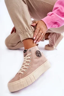 Sale Lee Cooper Wysokie Trampki LCJ-22-31-1434L Beżowe