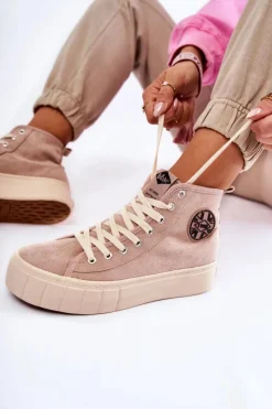 Sale Lee Cooper Wysokie Trampki LCJ-22-31-1434L Beżowe