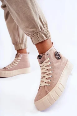 Sale Lee Cooper Wysokie Trampki LCJ-22-31-1434L Beżowe