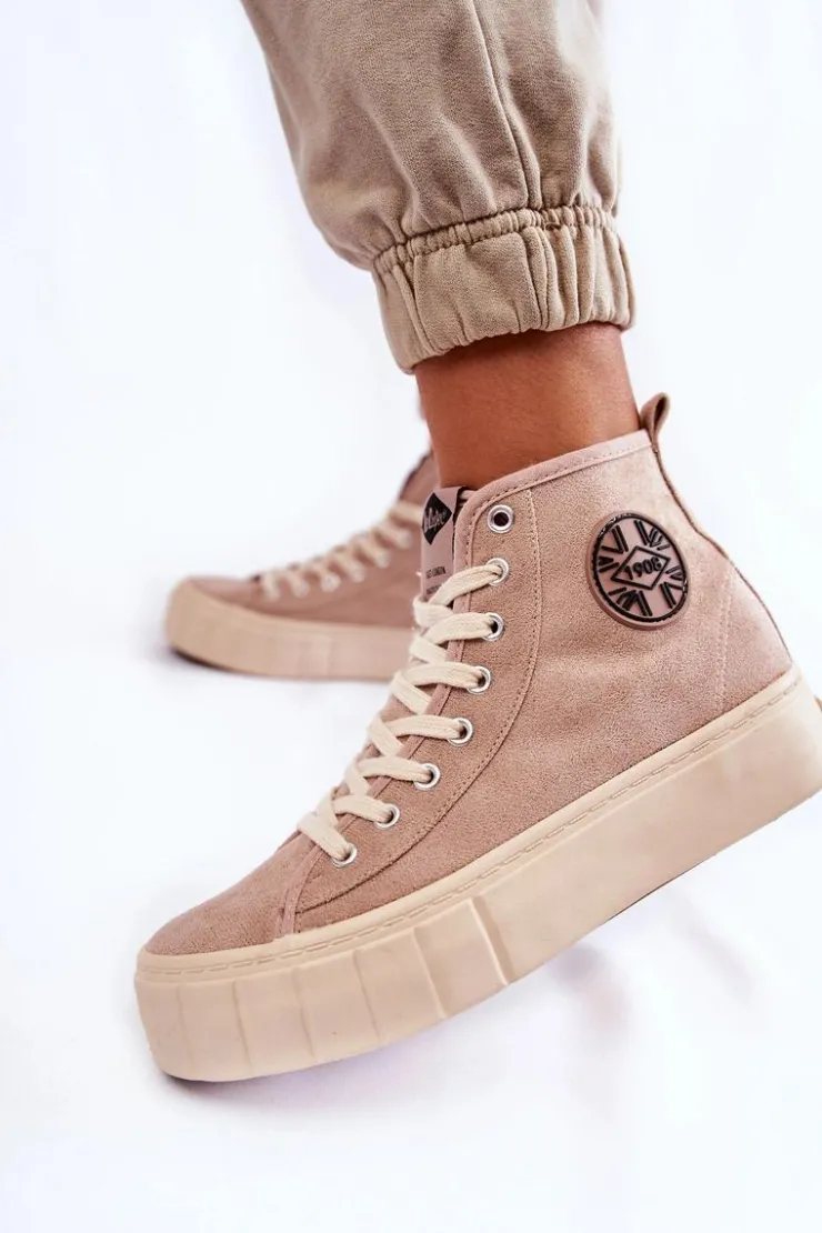 Sale Lee Cooper Wysokie Trampki LCJ-22-31-1434L Beżowe