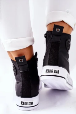 Hot Big Star Shoes Wysokie Trampki Na Platformie Big Star II274012 Czarne