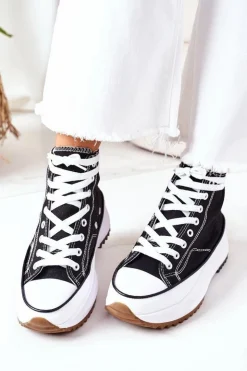 Boto Wysokie Trampki Na Platformie Czarne Electric Love