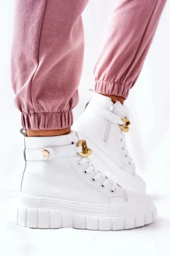 Damskie Boto Wysokie Trampki Na Platformie Białe Standies