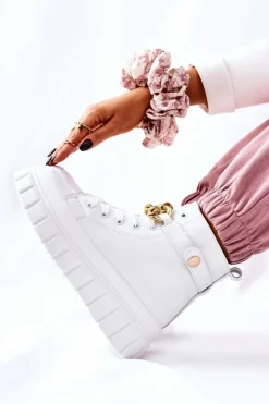 Damskie Boto Wysokie Trampki Na Platformie Białe Standies