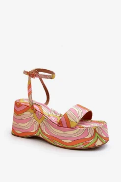 Boto Sandały Na Koturnie*Wzorzyste Sandały Na Platformie I Koturnie Multikolor Wiandia