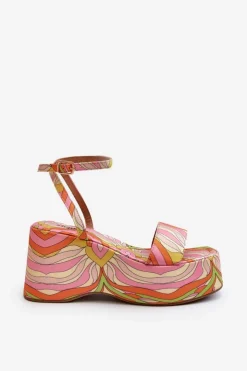 Boto Sandały Na Koturnie*Wzorzyste Sandały Na Platformie I Koturnie Multikolor Wiandia