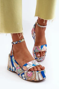 Damskie Boto Wzorzyste Sandały Na Platformie I Koturnie Multikolor Wiandia