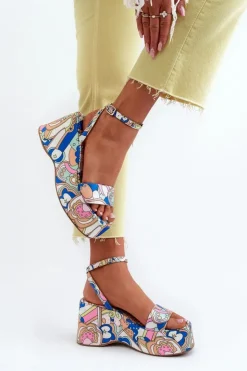 Damskie Boto Wzorzyste Sandały Na Platformie I Koturnie Multikolor Wiandia