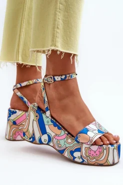 Damskie Boto Wzorzyste Sandały Na Platformie I Koturnie Multikolor Wiandia