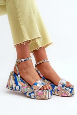Damskie Boto Wzorzyste Sandały Na Platformie I Koturnie Multikolor Wiandia