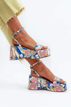 Damskie Boto Wzorzyste Sandały Na Platformie I Koturnie Multikolor Wiandia