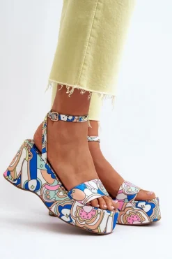 Damskie Boto Wzorzyste Sandały Na Platformie I Koturnie Multikolor Wiandia