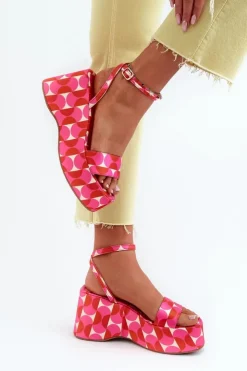 New Boto Wzorzyste Sandały Na Platformie I Koturnie Fuksja Wiandia