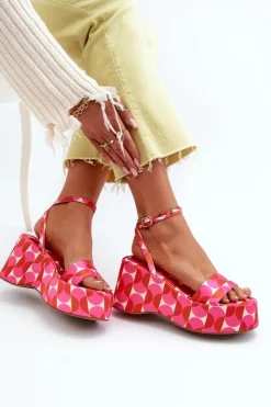 New Boto Wzorzyste Sandały Na Platformie I Koturnie Fuksja Wiandia