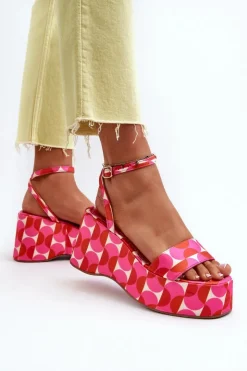 New Boto Wzorzyste Sandały Na Platformie I Koturnie Fuksja Wiandia