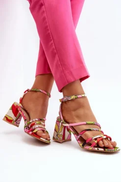 Boto Sandały Na Obcasie*Wzorzyste Sandały Na Słupku Multikolor Jenglla