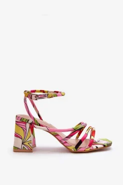 Boto Sandały Na Obcasie*Wzorzyste Sandały Na Słupku Multikolor Jenglla