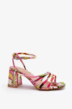 Boto Sandały Na Obcasie*Wzorzyste Sandały Na Słupku Multikolor Jenglla