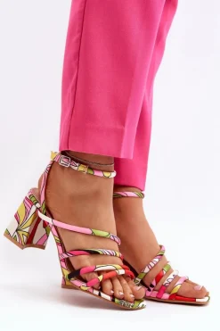 Boto Sandały Na Obcasie*Wzorzyste Sandały Na Słupku Multikolor Jenglla