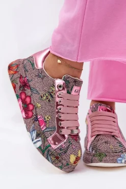GOE Sneakersy Damskie*Wzorzyste Sneakersy Na Platformie Ze Zdobieniem RR2N4002 Multikolor
