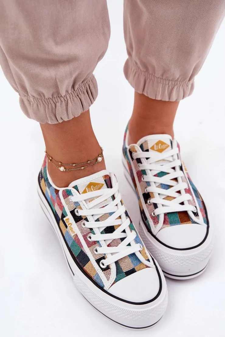 Clearance Lee Cooper Wzorzyste Trampki Damskie Na Platformie LCW-25-31-3441L Multikolor