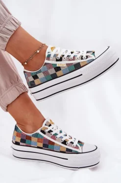 Clearance Lee Cooper Wzorzyste Trampki Damskie Na Platformie LCW-25-31-3441L Multikolor