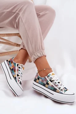 Clearance Lee Cooper Wzorzyste Trampki Damskie Na Platformie LCW-25-31-3441L Multikolor