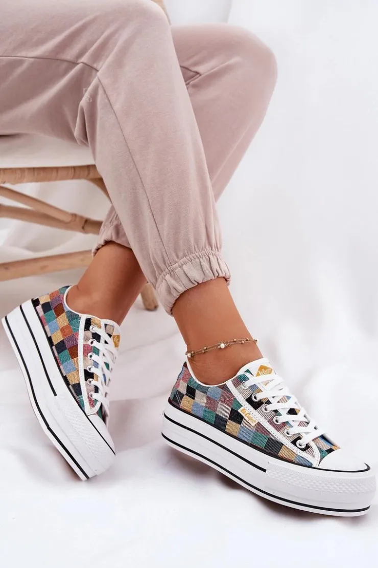 Clearance Lee Cooper Wzorzyste Trampki Damskie Na Platformie LCW-25-31-3441L Multikolor