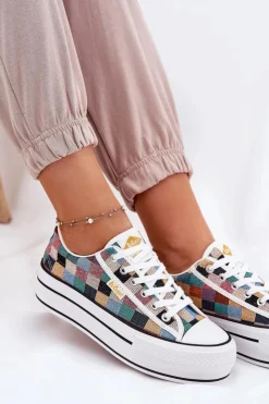 Clearance Lee Cooper Wzorzyste Trampki Damskie Na Platformie LCW-25-31-3441L Multikolor