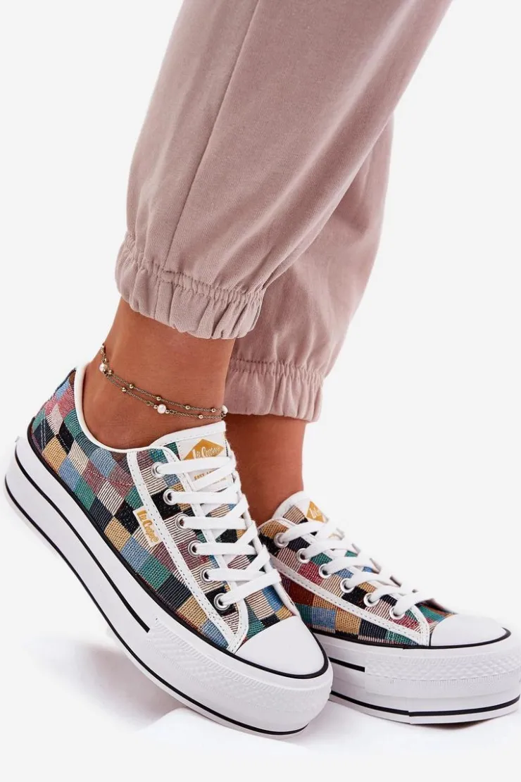 Clearance Lee Cooper Wzorzyste Trampki Damskie Na Platformie LCW-25-31-3441L Multikolor
