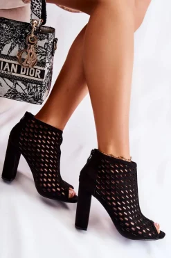 Best Boto Zamszowe Ażurowe Botki Czarne Jenissa