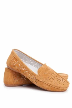 Damskie buty S.Barski Mokasyny Damskie Zamszowe*Zamszowe Ażurowe Mokasyny Damskie S.Barski Camel