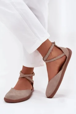 Damskie Zazoo Zamszowe Baleriny Damskie Barefoot Z Paskami 191 Szare