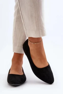 Damskie Evento Zamszowe Baleriny Damskie Czarne Kommia