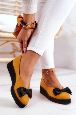 Online Maciejka Zamszowe Baleriny Na Platformie 05062-07 Żółte