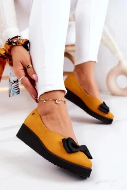 Online Maciejka Zamszowe Baleriny Na Platformie 05062-07 Żółte