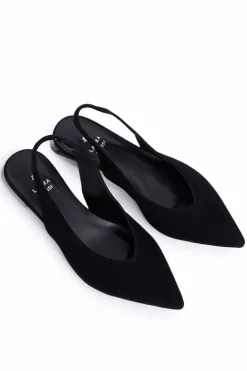 Laura Messi Zamszowe Baleriny Na Srebrnym Obcasie 2127 Czarne