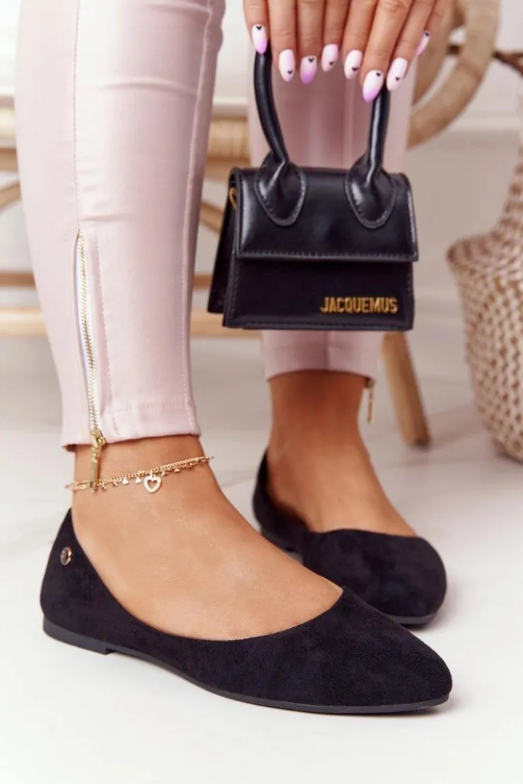 Buty Sergio Leone Baleriny Klasyczne*Zamszowe Baleriny Sergio Leone BL622 Czarne